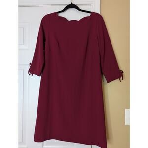 Talbot's Petites Burgundy Scallop Neck Sheath Dress - Size 6 P- NWT
